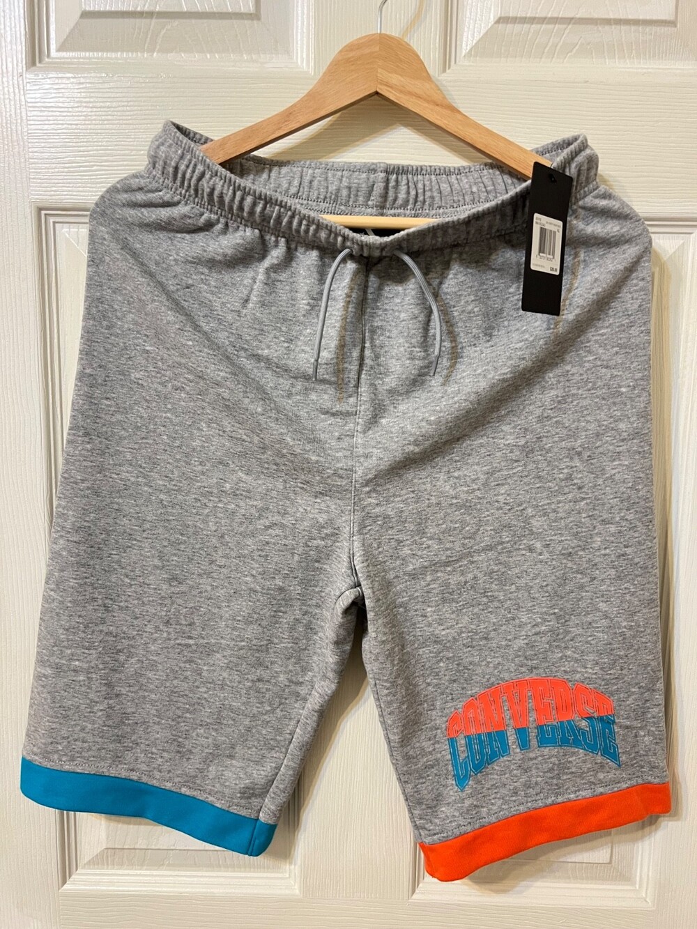 Converse Logo Sweat Shorts Youth Size XL Grey / Orange / Teal (NEW with Tags)